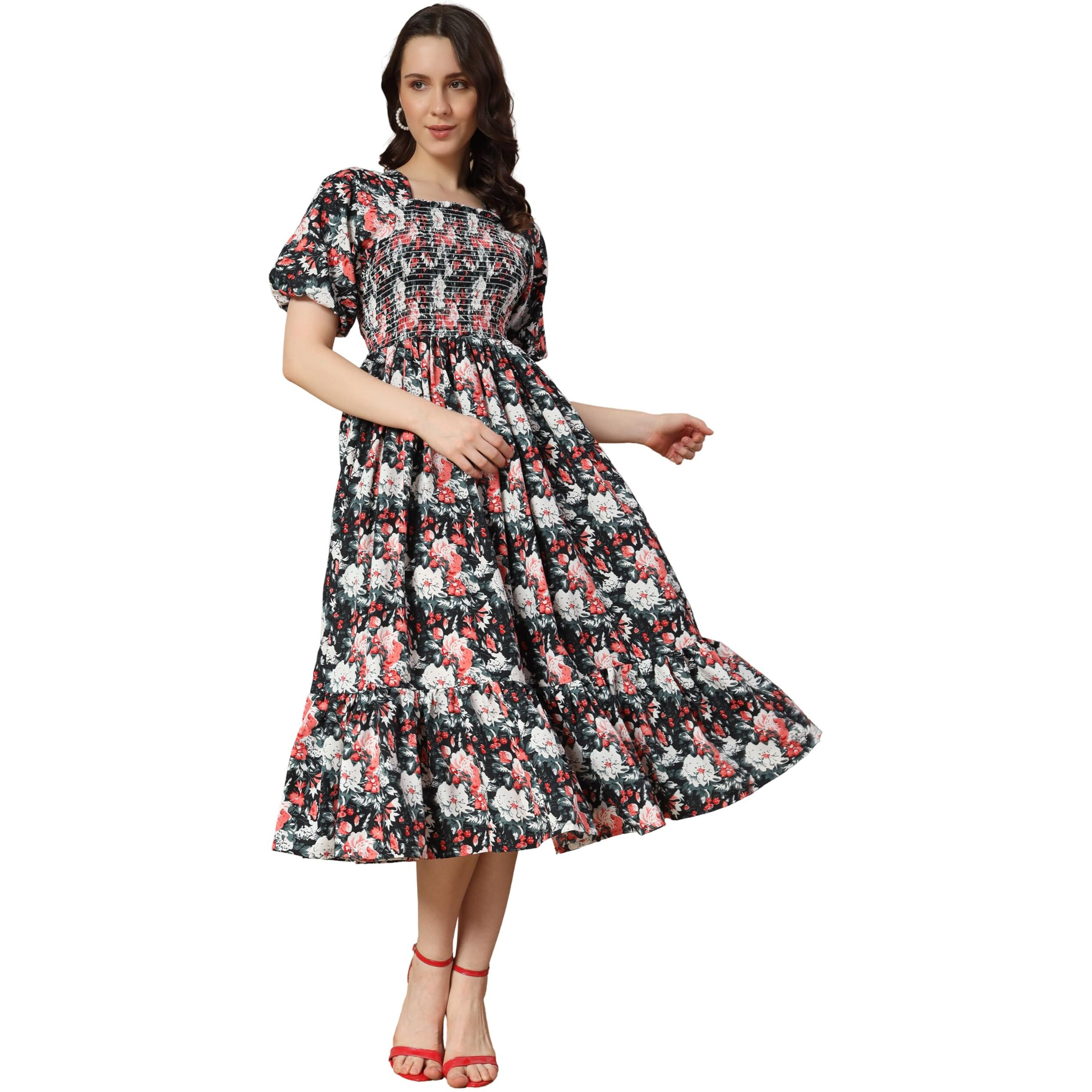 Kzully Women's Crepe A-Line Midi Dress (1001-Nv-Black-Xxl_Black