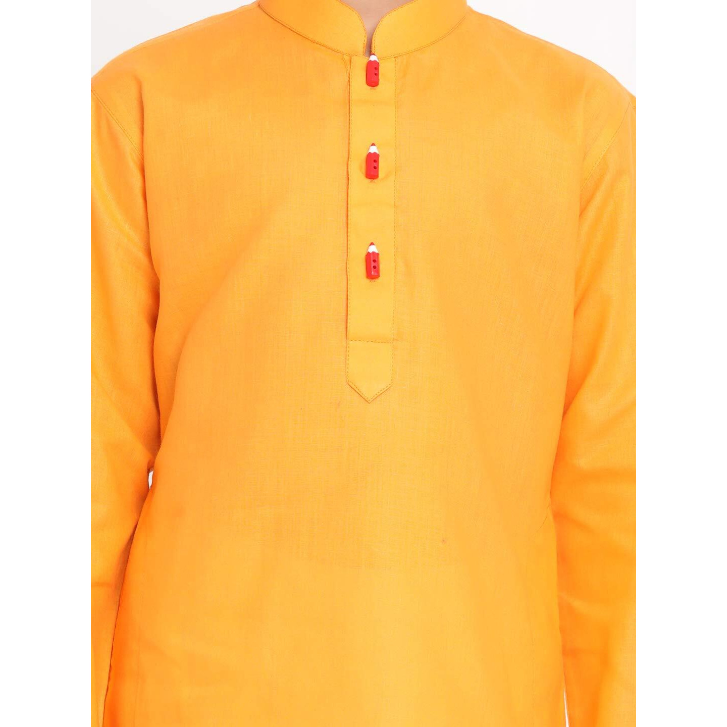 Jbn Creation Boys' Orange Cotton Blend Kurta Pyjama And Cap Set