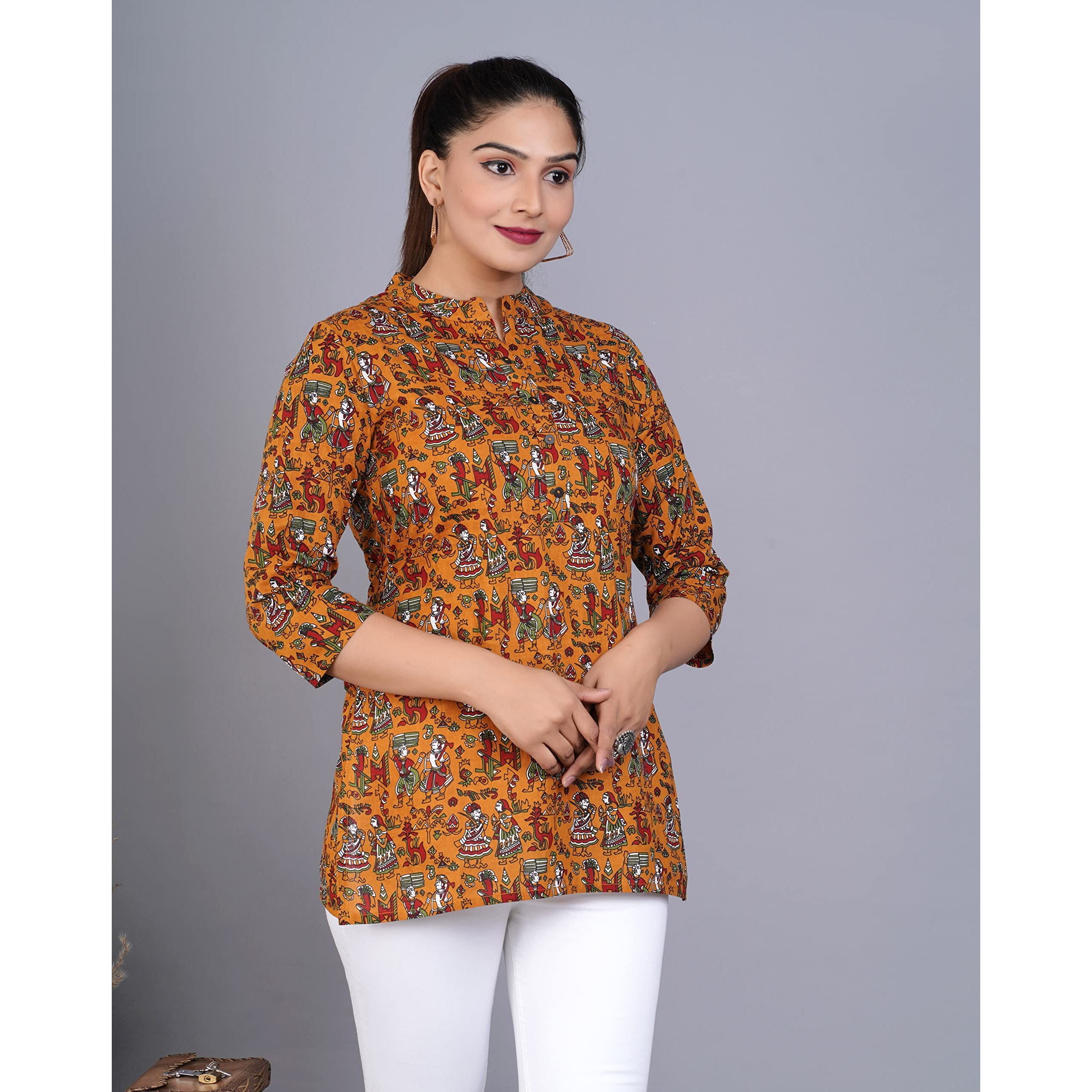 Jikonet Women's Rayon Straight Short Kurti - 1008, (Xx-Large, Yellow)