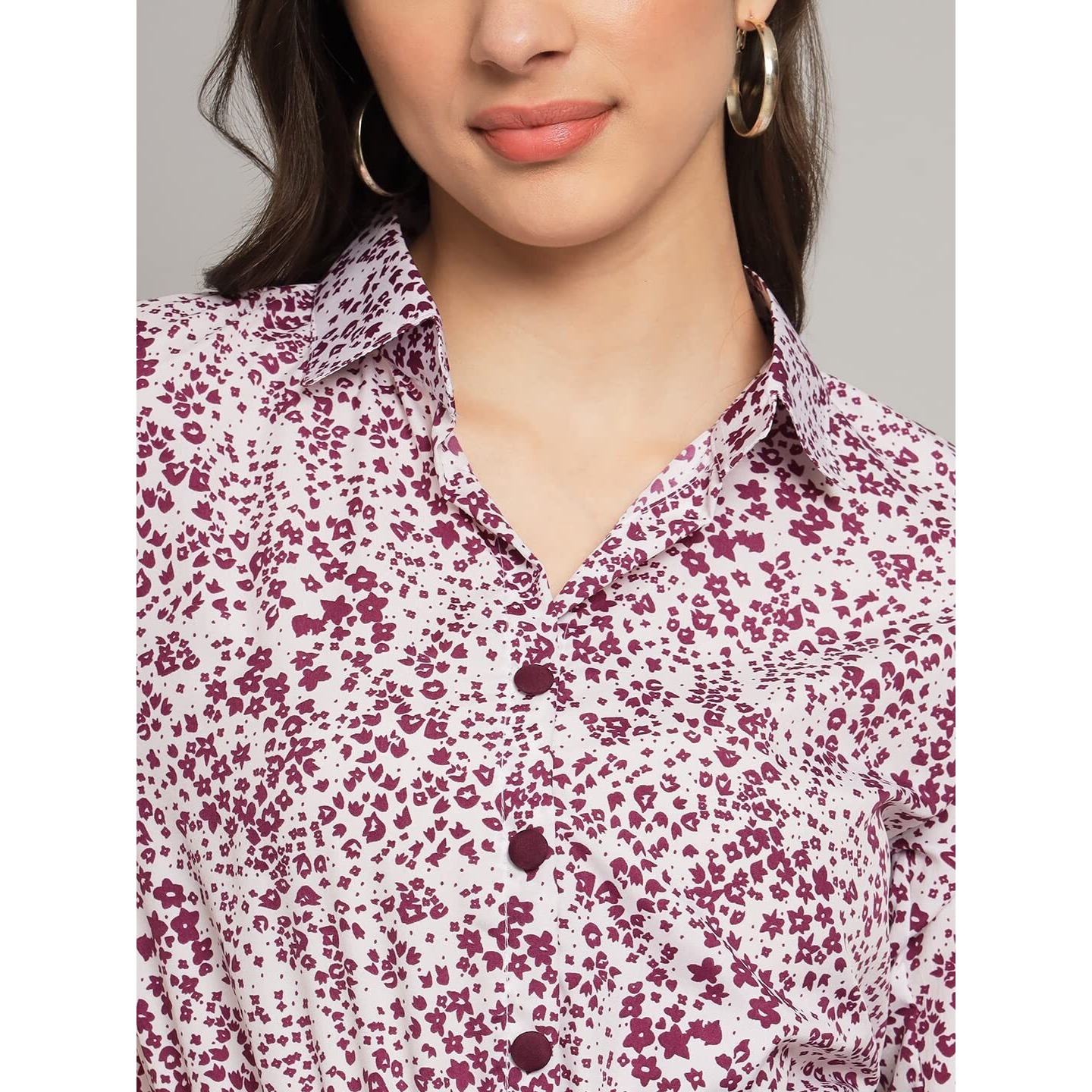 Kzully | Elegant A-Line Dress Collared V-Neck Top, Pleated Skirt With Elastic Waist, Includes Belt Purple