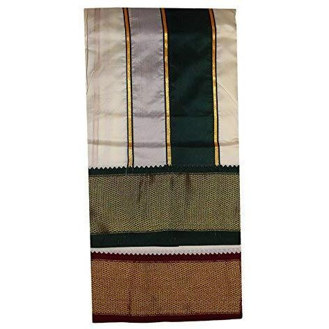 Prakasam Cotton Brand- Poly Mixing Mens Panjakejam Dhoti & Towel Set (Asha-9X5) (Cream)