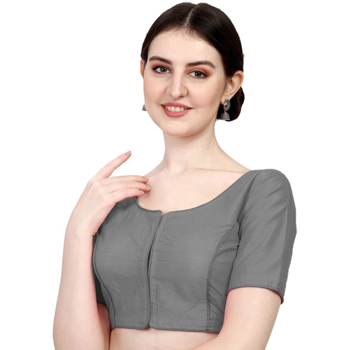 Pujia Mills Women's Soft Silk Multicolor 3/4 Sleeves Readymade Saree Blouse