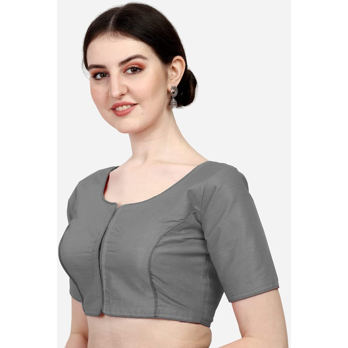 Pujia Mills Women's Soft Silk Multicolor 3/4 Sleeves Readymade Saree Blouse