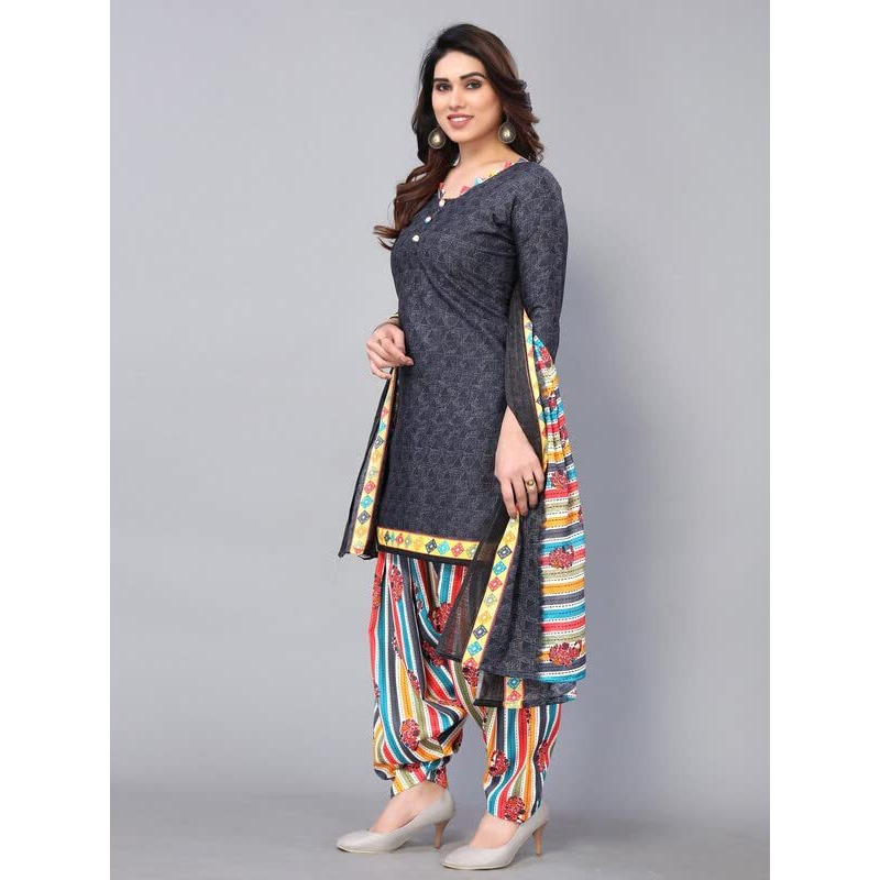 Satrani Women's Printed Poly Cotton Unstitched Dress Material(1176D1297N_Dark Grey)