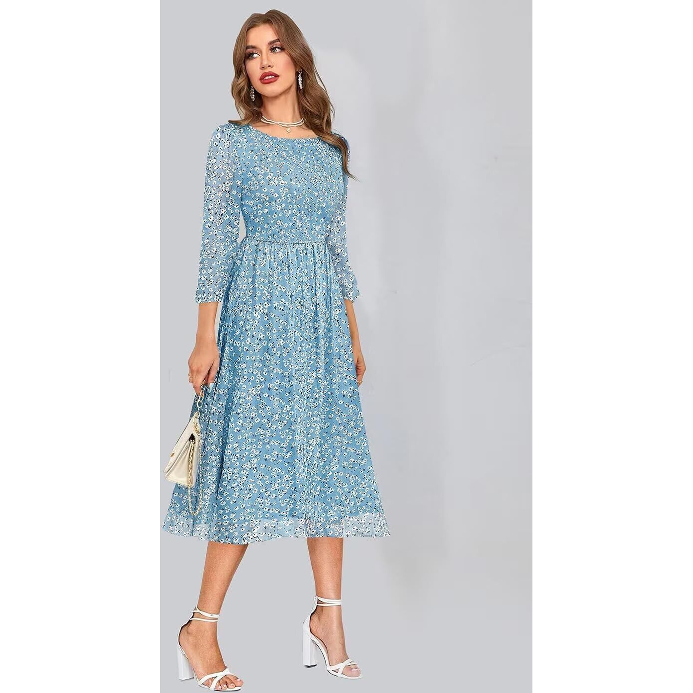 Toochki Dress For Women | Floral Printed Dress | Georgette Dress For Women | Dress | Flared Dress For Women | A Line Dress | Winter Dress | Western Dress |One Piece Dress | Dresses For Women Blue