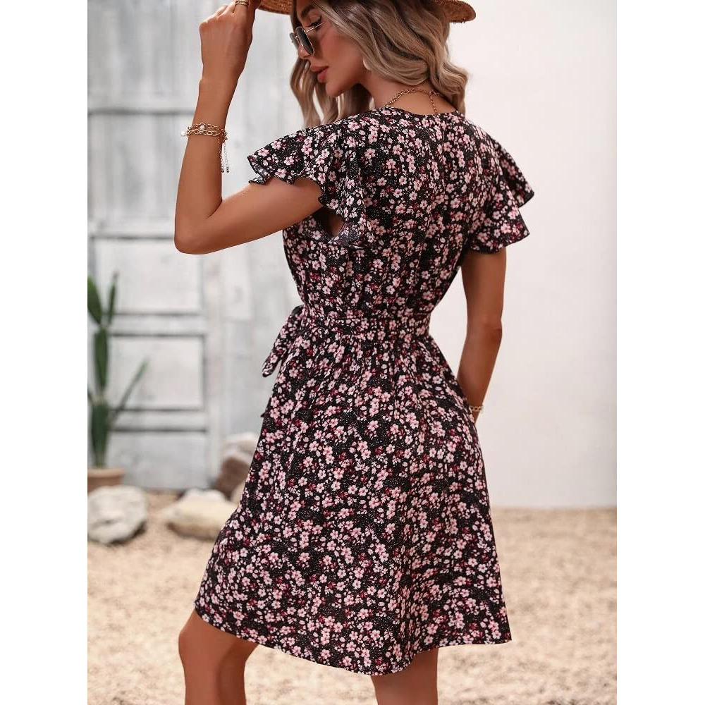 Leriya Fashion Womens Rayon Women Western Dresses Regular Fit Lf-Wd1110 (Lf-Wd1110_Black_M)
