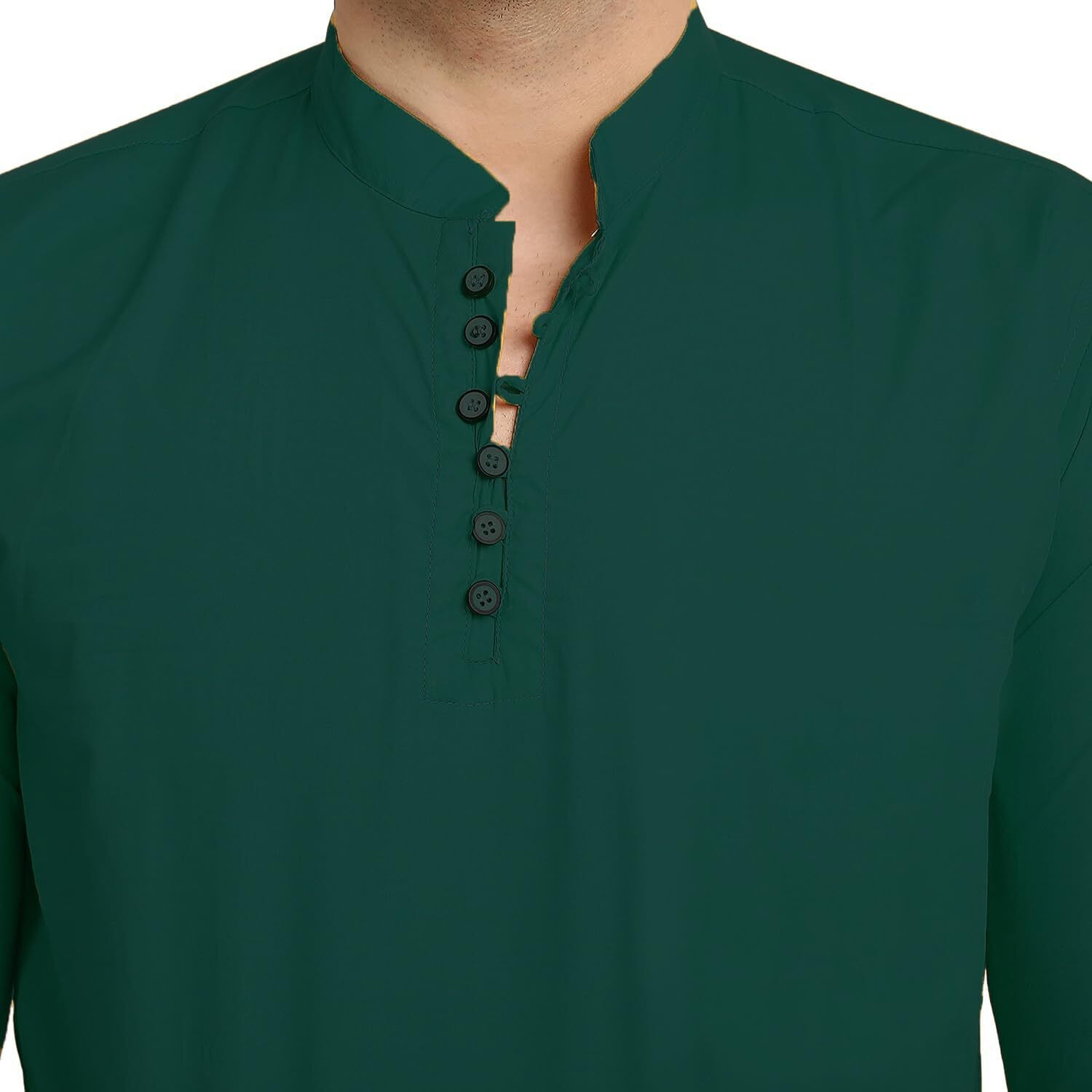 Lookmark Men's Pure Cotton Solid Color Short Kurta Suitable For All Indian Wedding, Occasions, And Festivals (Large, Green)