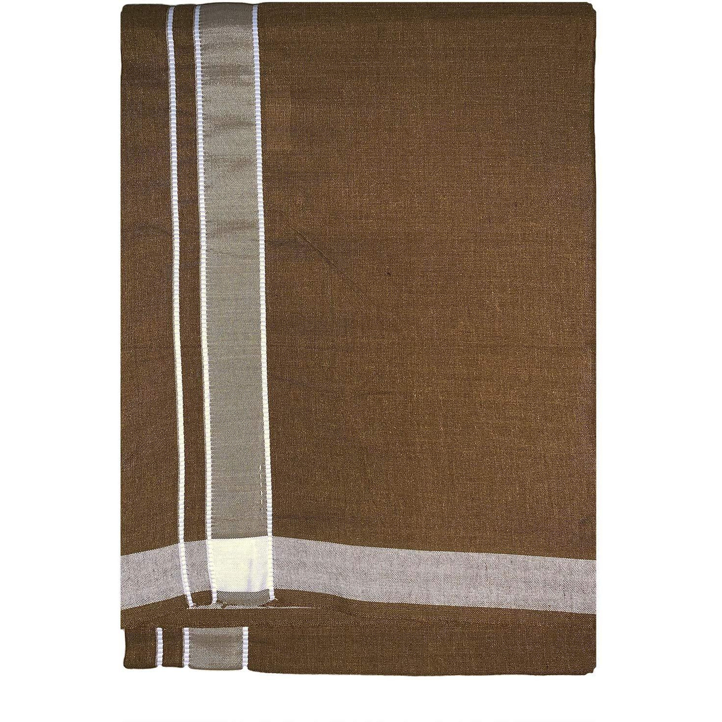 Prakasam Cotton Men's Single Kerala Colour Dhoti (1.28X1.95 Mtrs) - Brown Pondu
