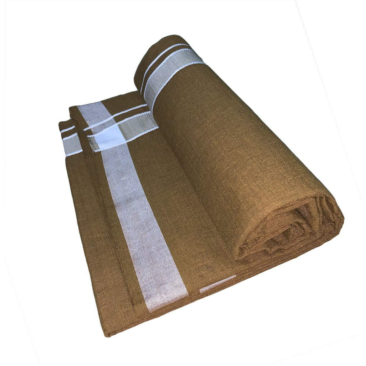 Prakasam Cotton Men's Single Kerala Colour Dhoti (1.28X1.95 Mtrs) - Brown Pondu