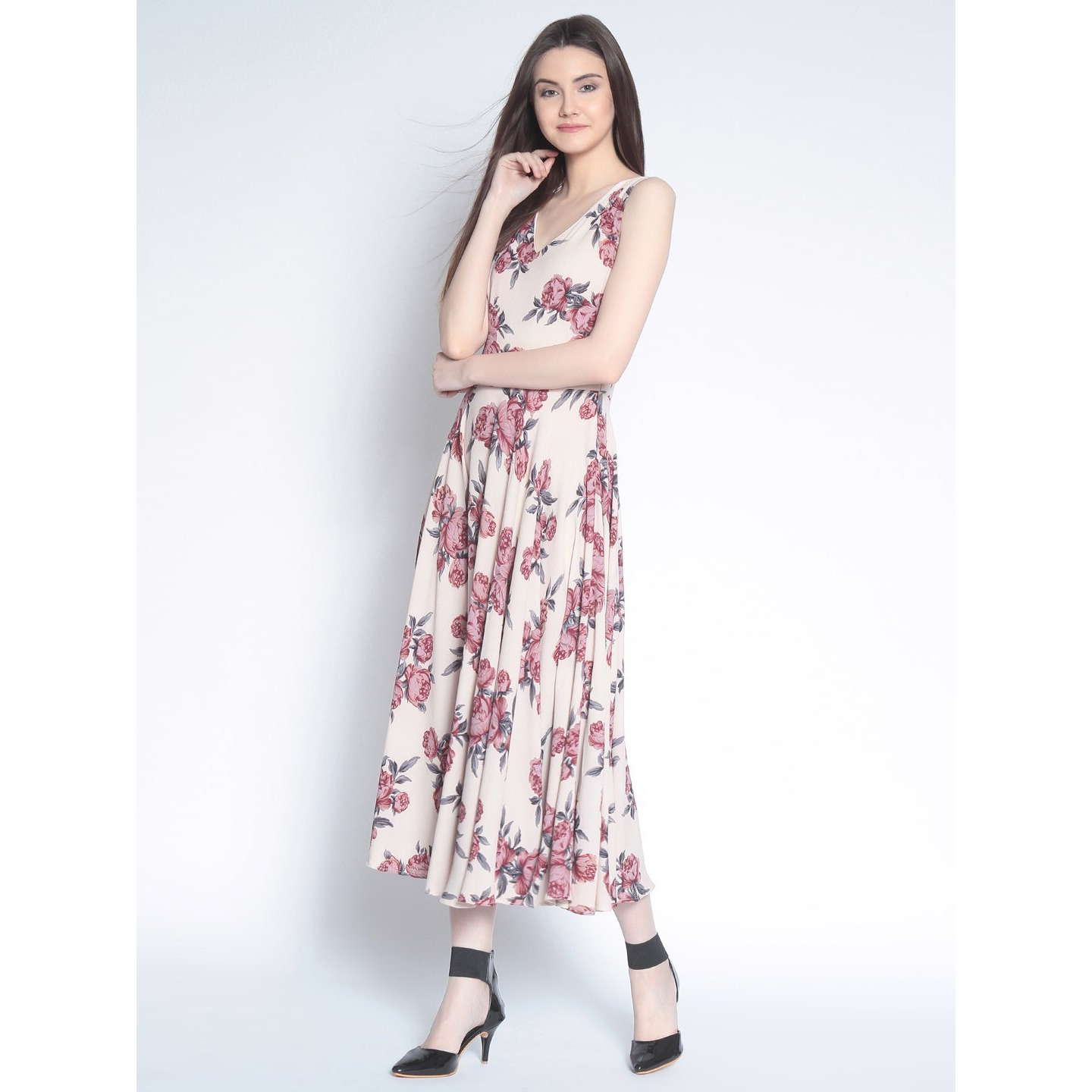 Rare Women's Standard Length Casual Dress (Ep3149B-S_Beige_Small_Beige_S)