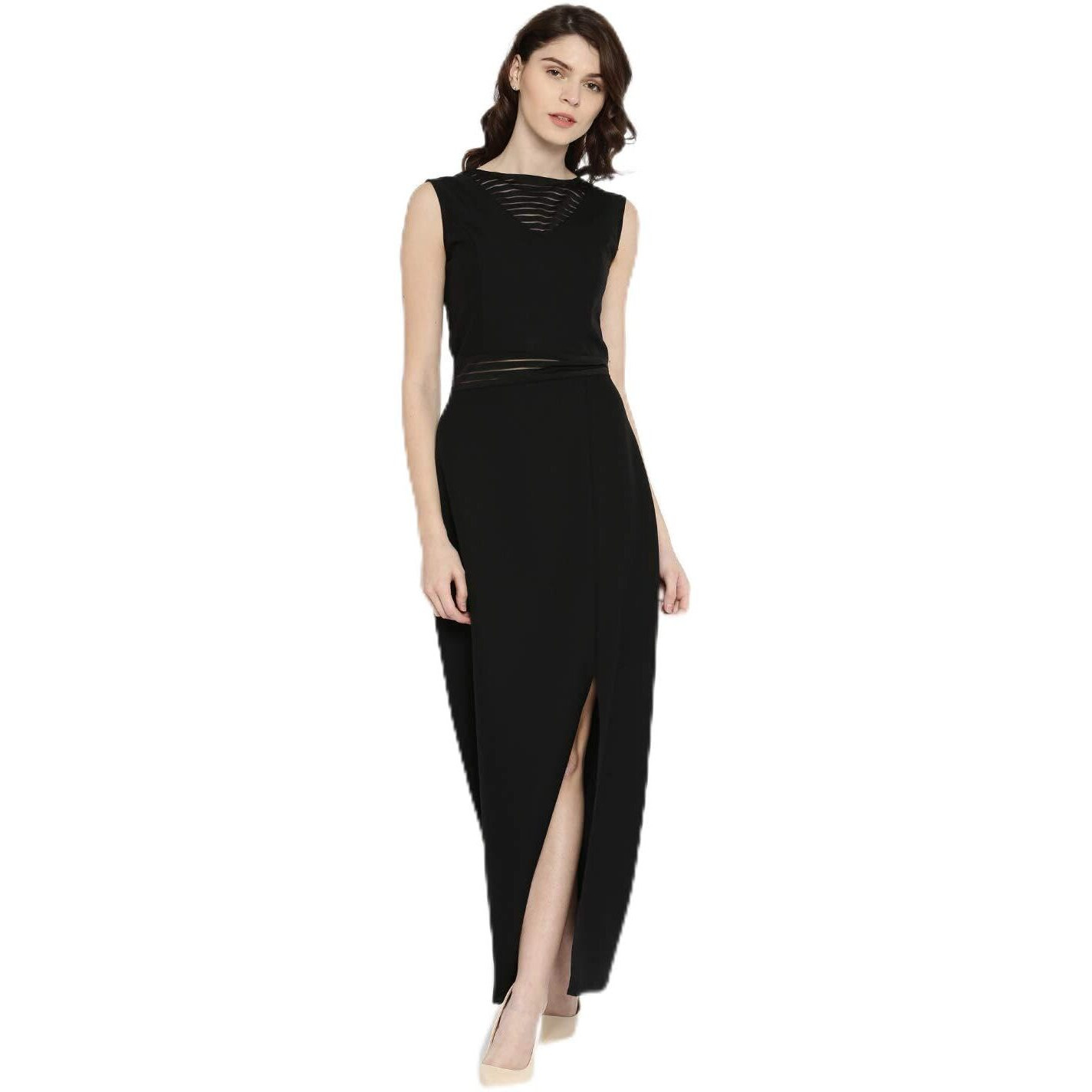 Rare Women's Synthetic A-Line Maxi Dress (Ep1604- Black_Xl)