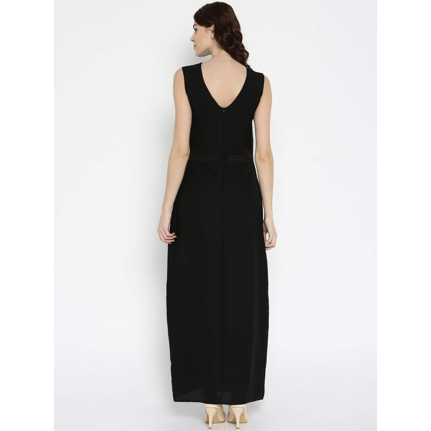 Rare Women's Synthetic A-Line Maxi Dress (Ep1604- Black_Xl)