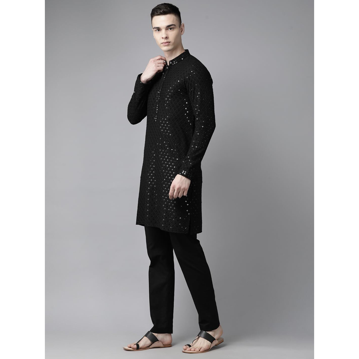 See Designs Black Regular Fit Embellished Kurta_Sdekt1291Xs