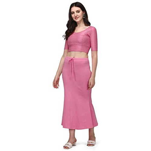 Shiv Textiles Round Neck Dobby Cotton Lycra Stretchable Elbow Sleeve Readymade Saree Blouse For Women Stylish (Pinkfree Size)