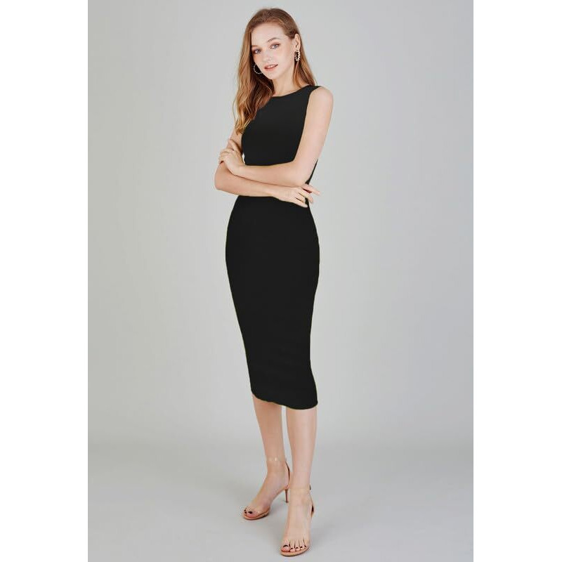 Toochki Women's Lycra Below The Knee Bodycon (Toochki245-Dr-A-/Xs_Black