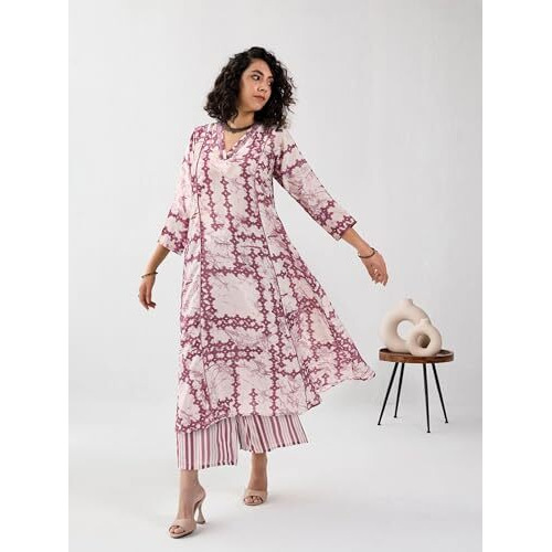 Toochki Salwar Suit Set For Women| Rayon Two Piece Salwar Suit Set For Women | Flared Salwar Suit Set | 3/4 Sleeve Salwar Suit Set | Floral Printed Salwar Suit |Off White Salwar Suit Set