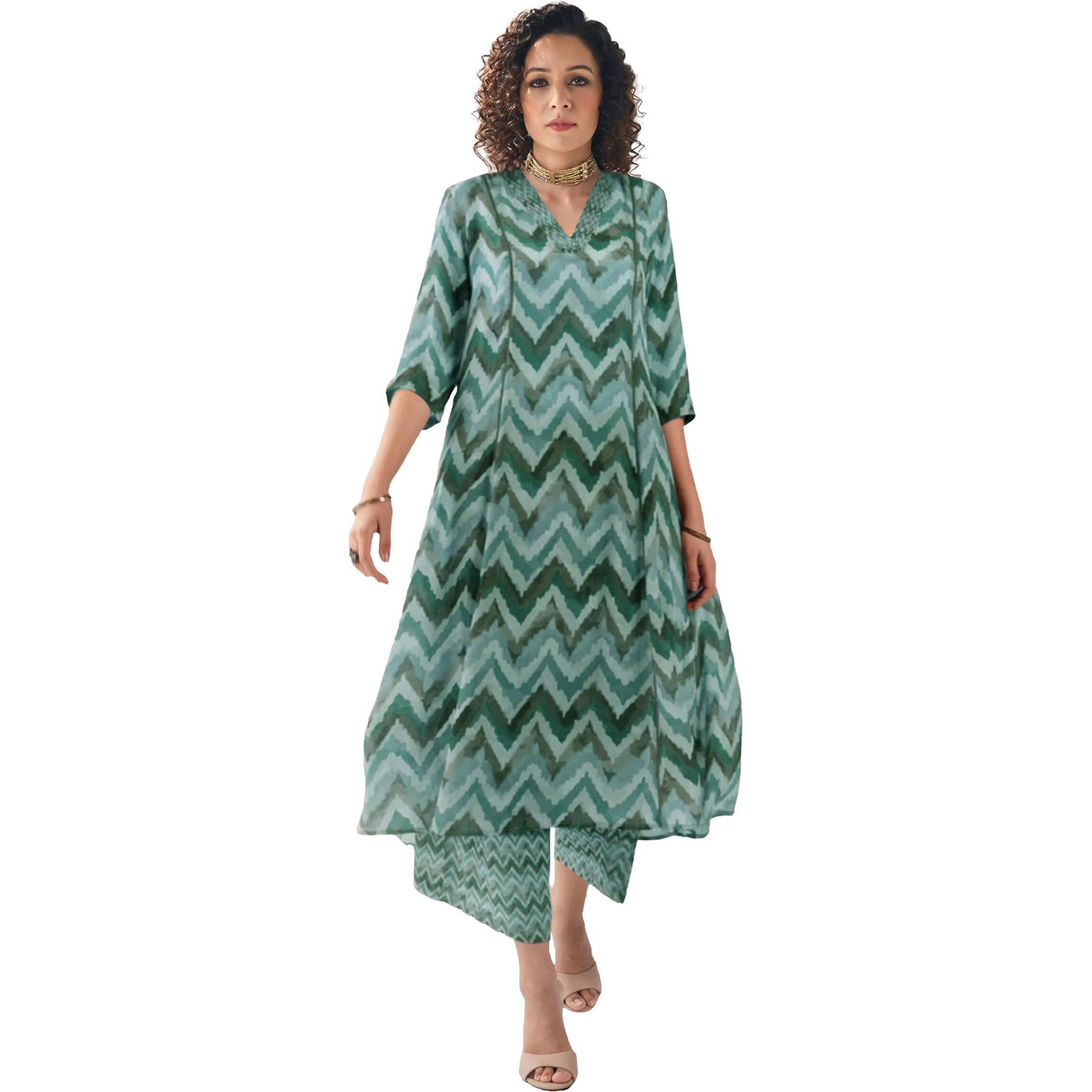Toochki Women's Rayon Regular A Line Co Ord Set (Tkcbl-Ry-340-Gn-Cd/S_Green