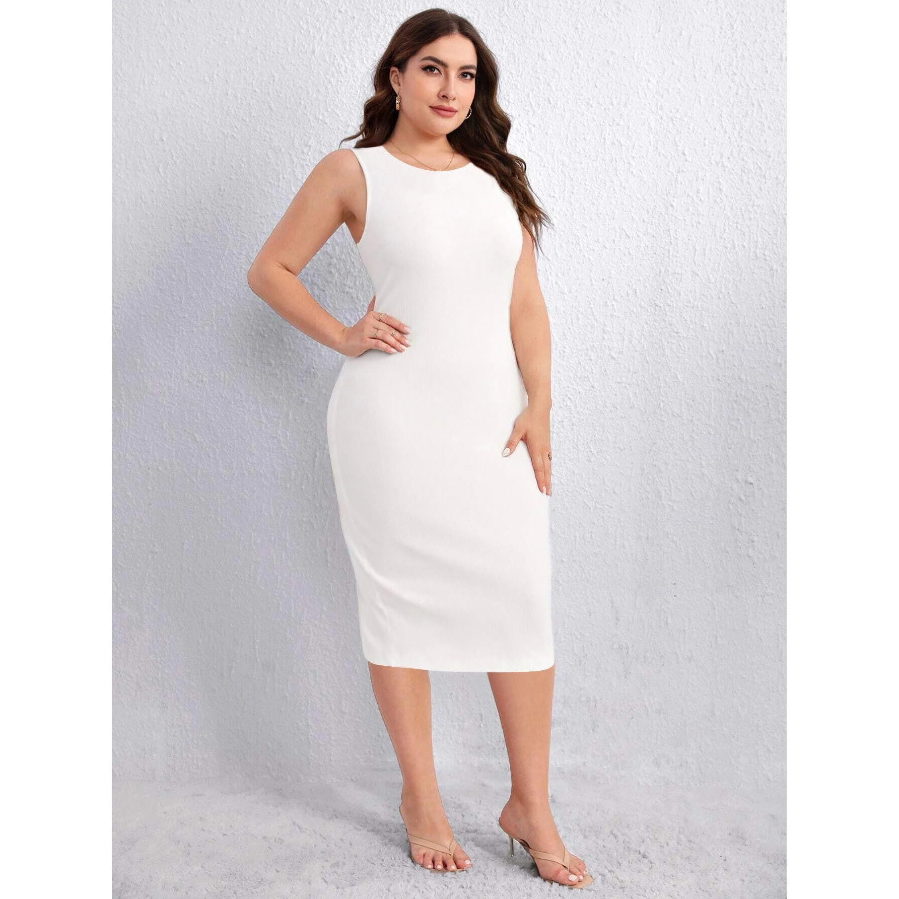 Toochki Dress For Women | One Piece Dress For Women | Women Dresses | Dresses For Women | Bodycon Dress For Women | Midi Length Dress | Lycra Dress White