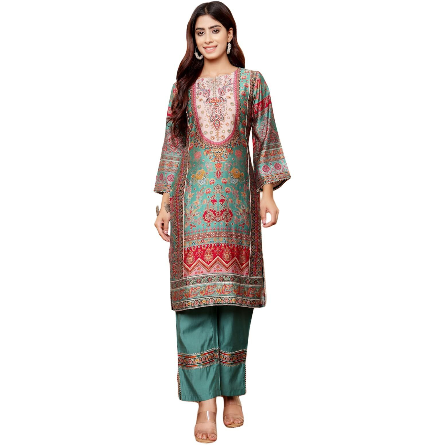 Varanga Women's Chanderi Kurta Sets (Vset21320_Blue