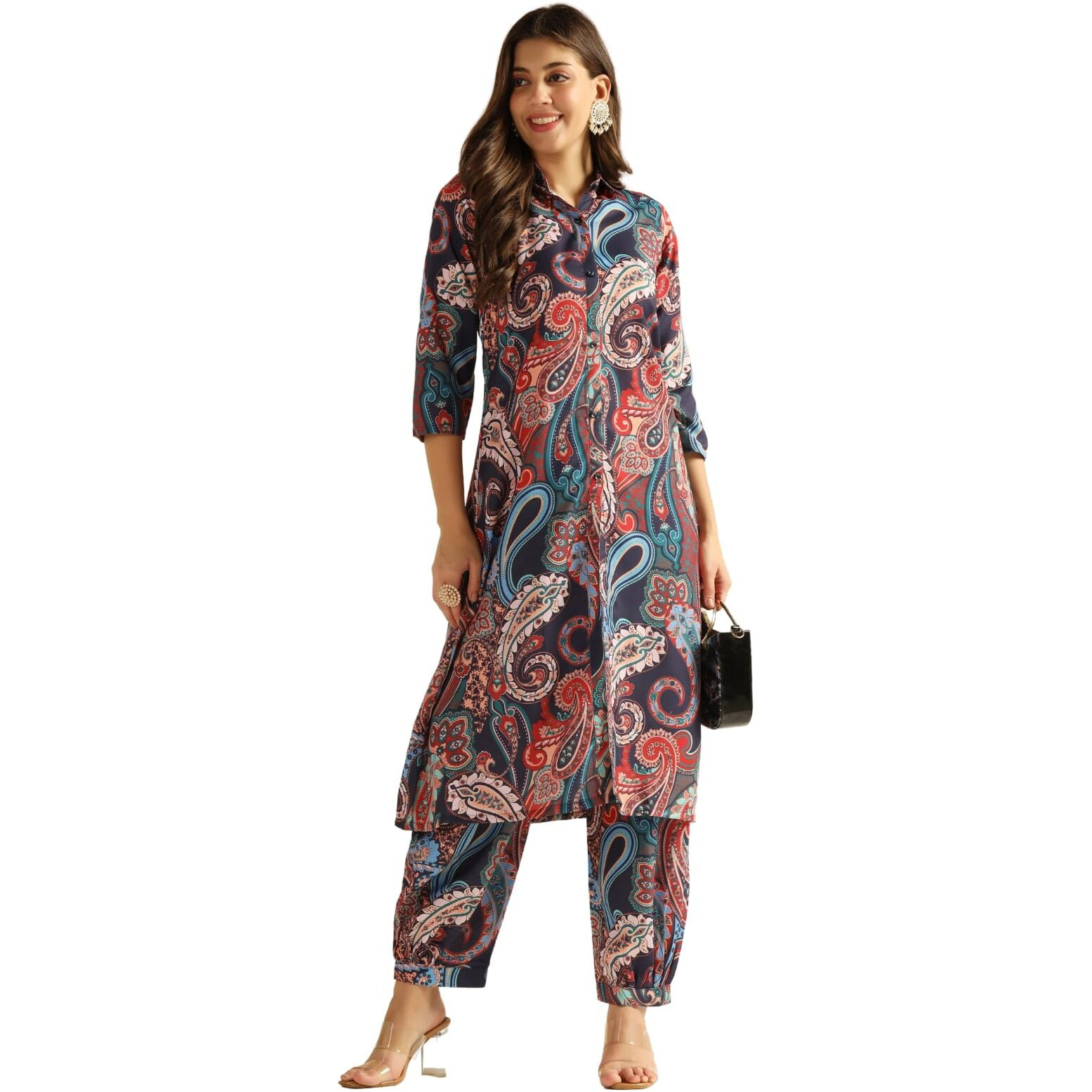 Dhruvi Trendz Womens Rayon Co-Ord Set Regular Fit Co-Ord Set (Dt-W1800&Tr856_Blue_Xl)