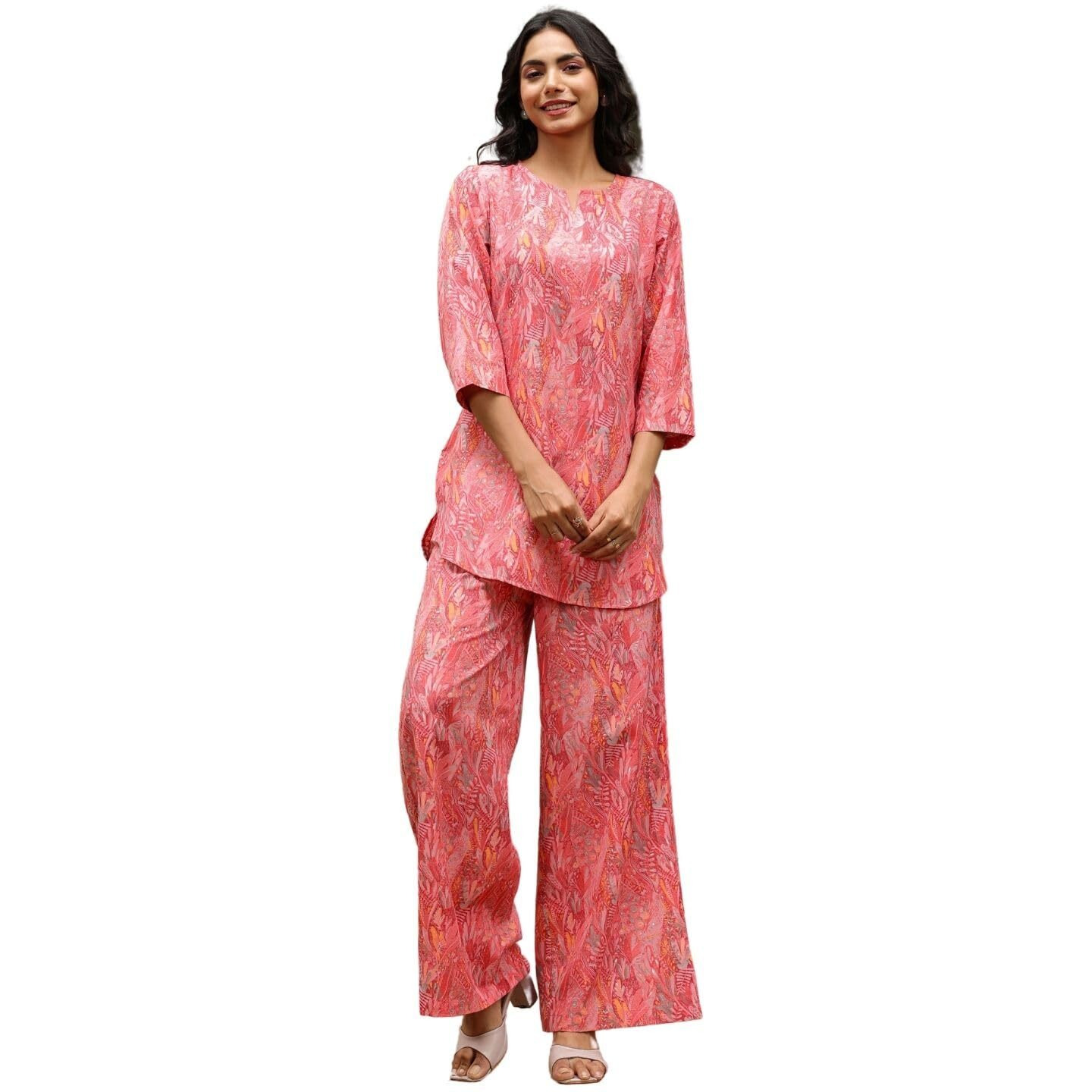 Greciilooks Women Co Ord Set For Women | Co Ord Set For Women Stylish | Kurta Set For Women | Kurta Set | Designer Kurta Set For Women | 3/4 Sleeve Co-Ord Set (In, Alpha, S, Regular, Pink)