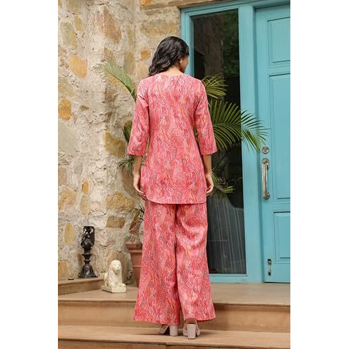 Greciilooks Women Co Ord Set For Women | Co Ord Set For Women Stylish | Kurta Set For Women | Kurta Set | Designer Kurta Set For Women | 3/4 Sleeve Co-Ord Set (In, Alpha, S, Regular, Pink)
