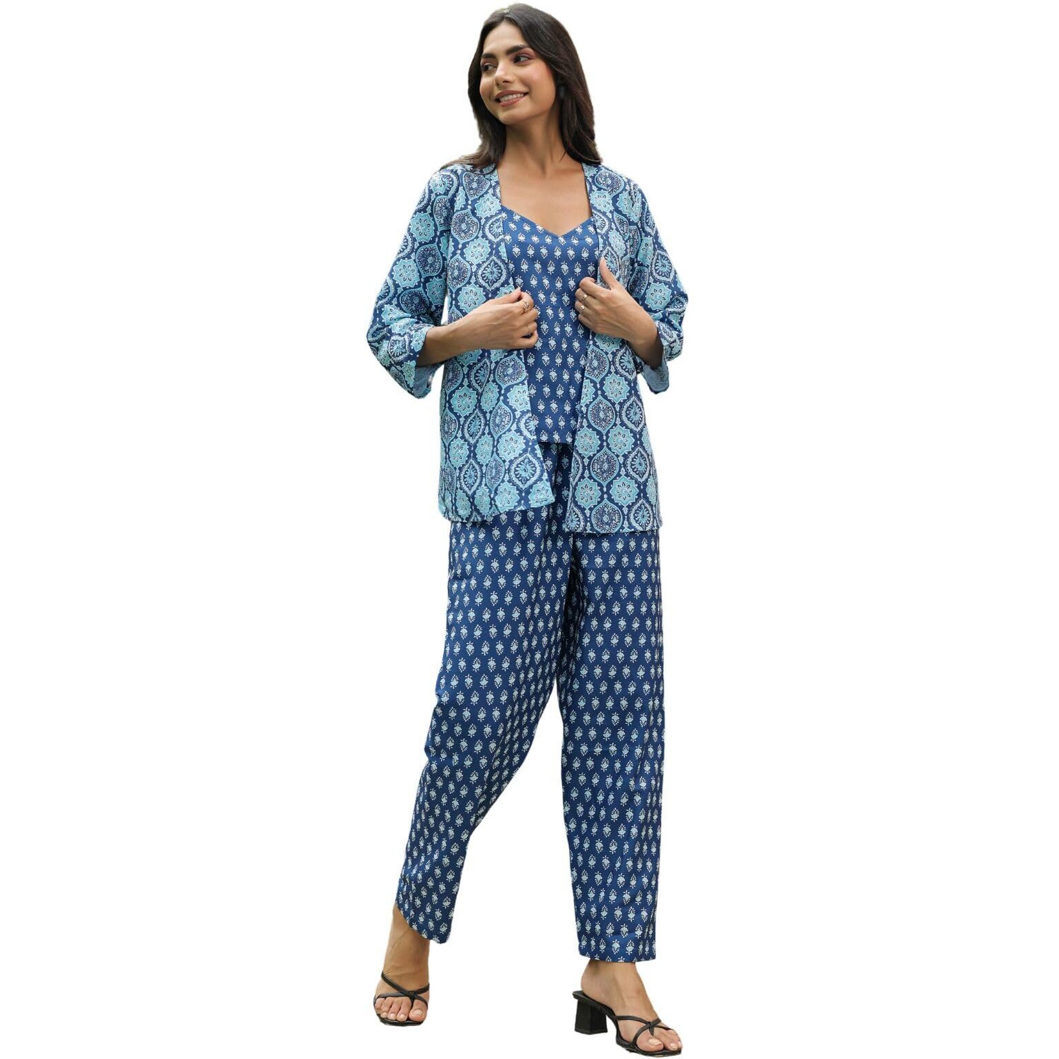 Greciilooks Rayon Ethnic Kurta Set Blue