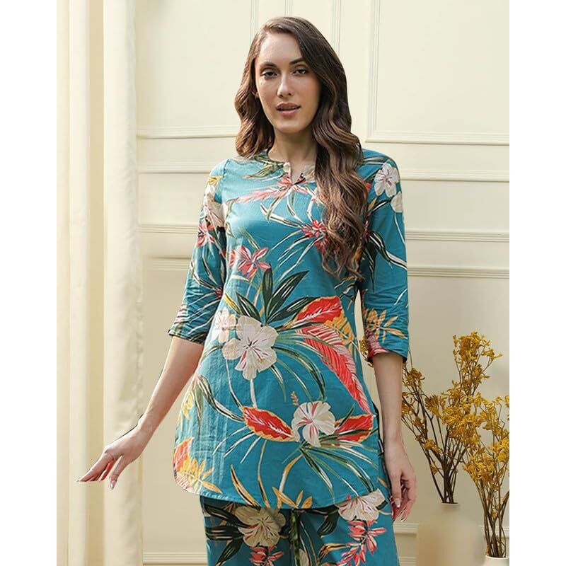 I Enterprise Women's Cotton Tunic Knee-Length Dress (Y1_Inco-044_Multicolor7