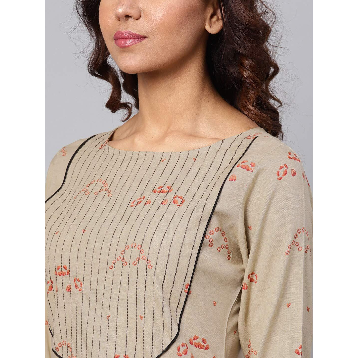 Idalia Printed Kurta With Palazzo Pants Camel