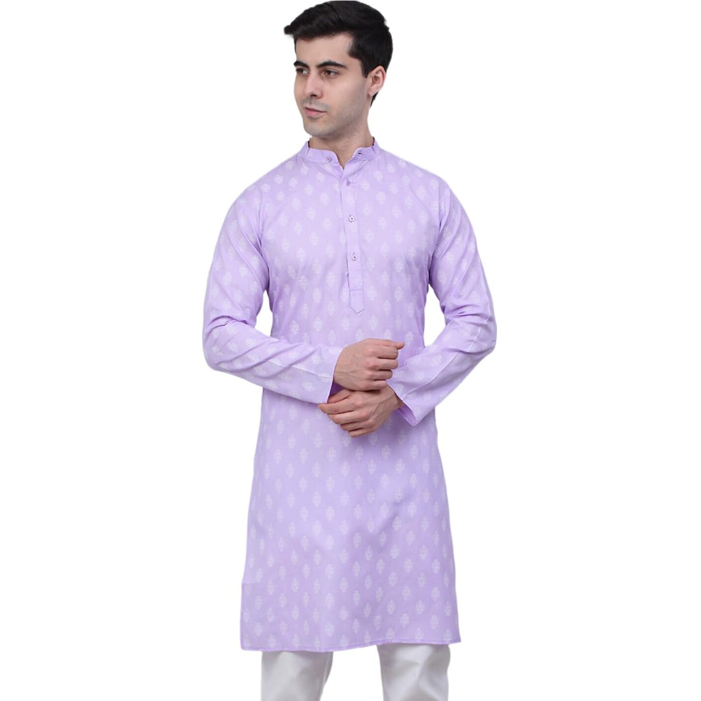 Jompers Men's Cotton Floral Printed Kurtas (Purple, Xxl)