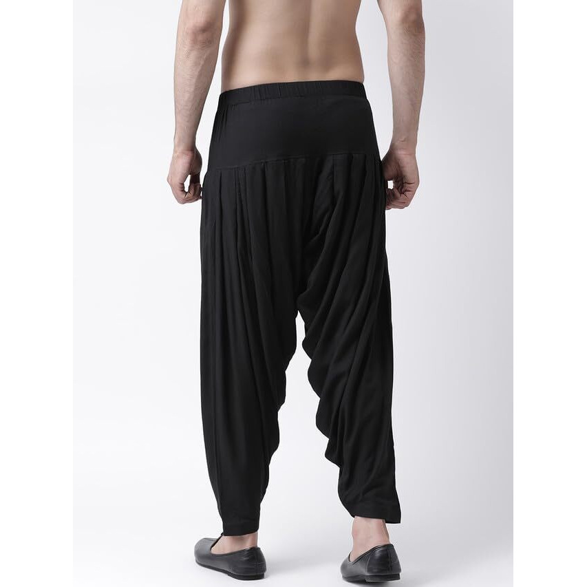 Kisah Mens Patiala, Rayon Solid Dyed Black Patiala Pant For Men, 36