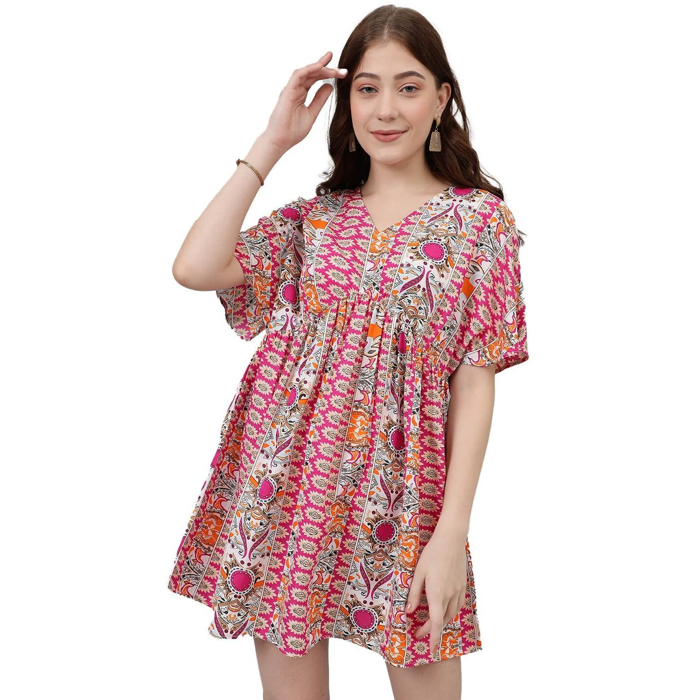 Kotty Women's Fit And Flare Printed Crepe Multicolor Dress