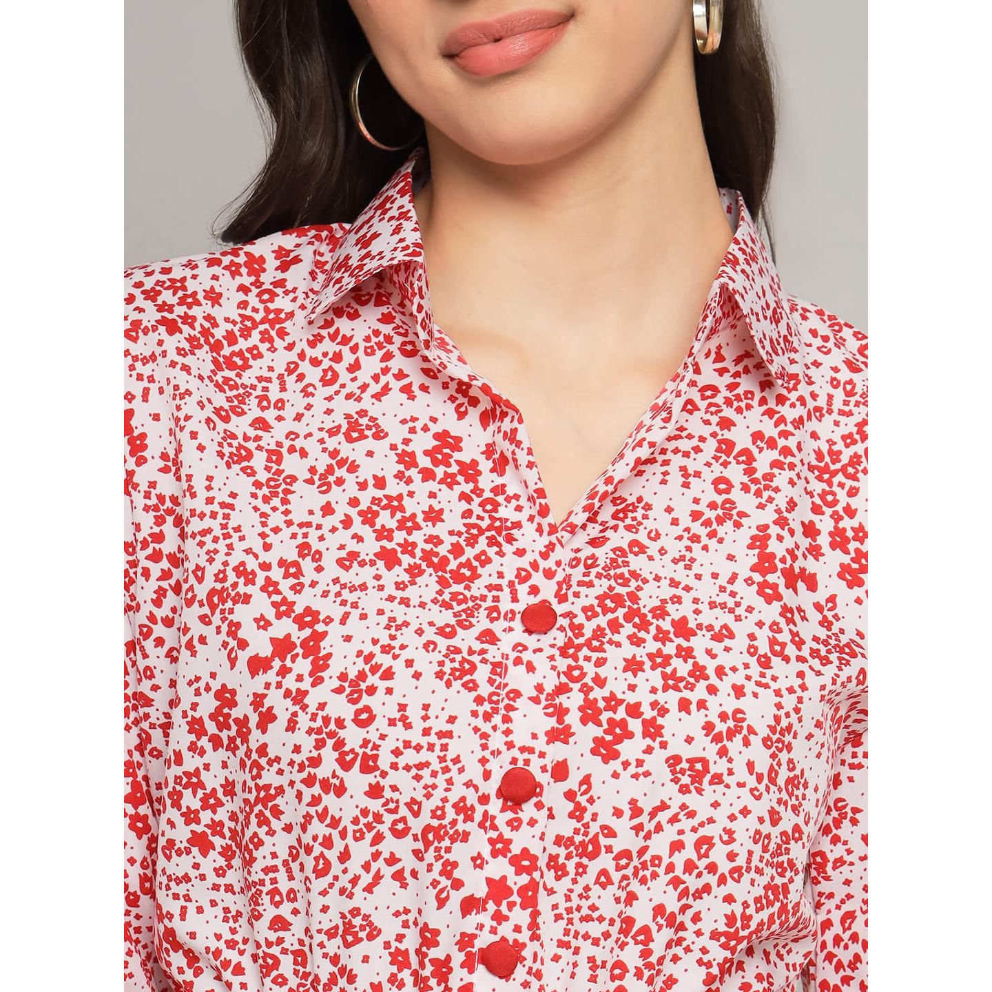 Kzully | Elegant A-Line Dress Collared V-Neck Top, Pleated Skirt With Elastic Waist, Includes Belt