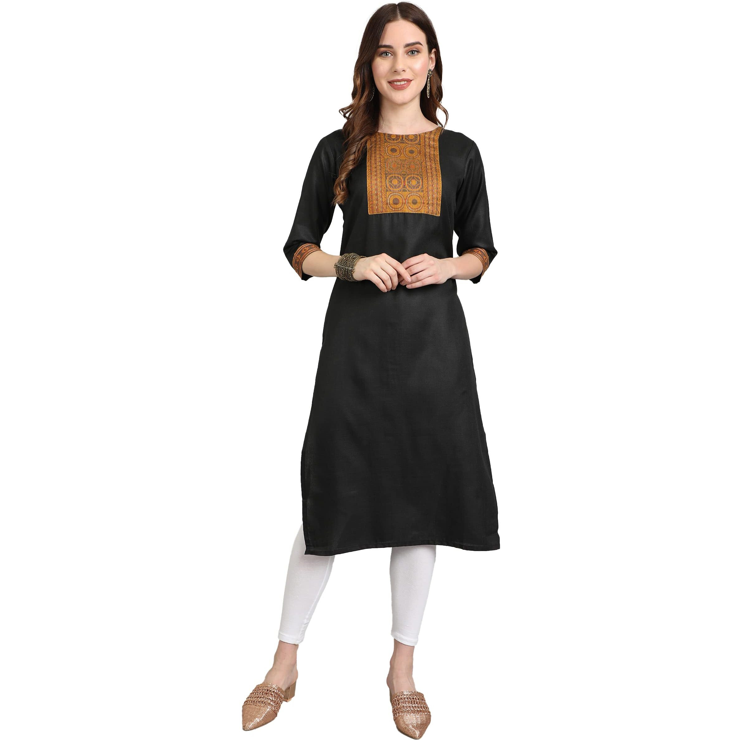 Lookmark Womens Cotton Blend Straight Solid Kurti(K1061-L)