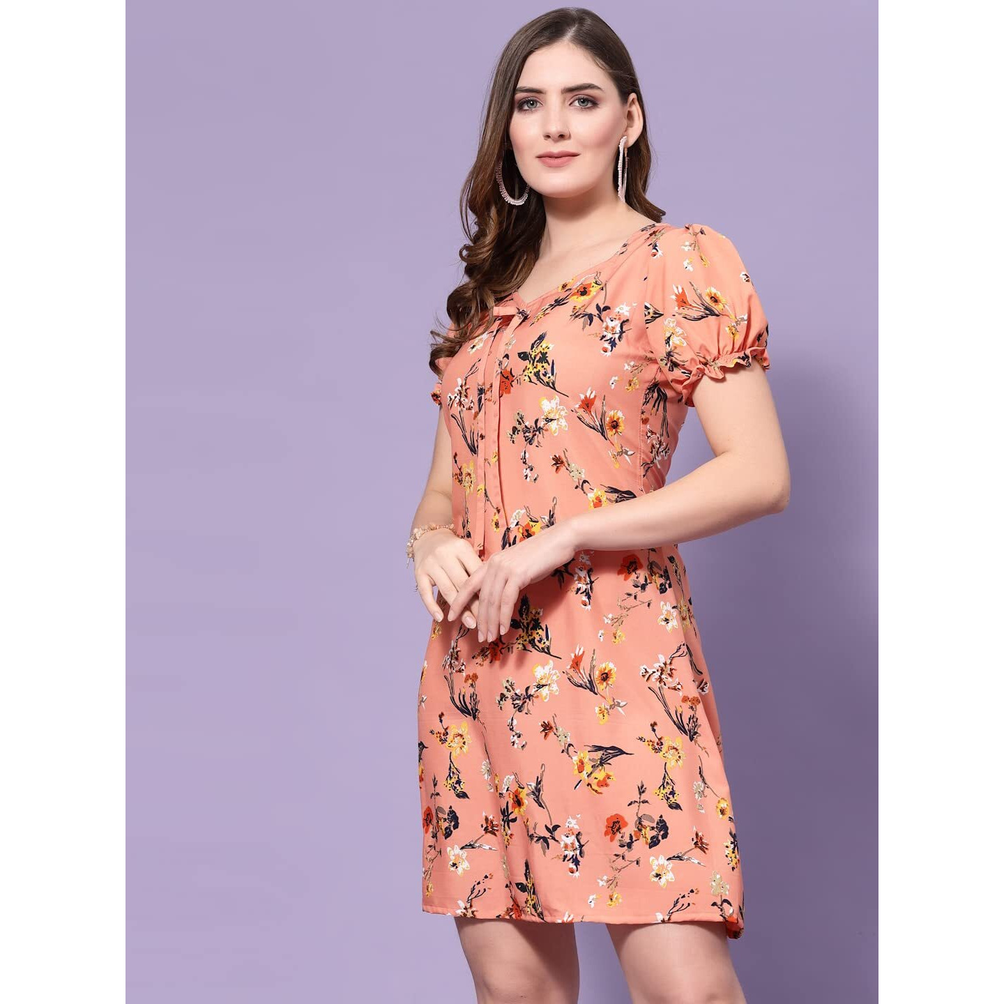 Oomph Dress For Women Stylish| Summer Vacation Style |Floral Print Puff Sleeve Dress | Lightweight Flared Maxi For Casual & Holiday Wear