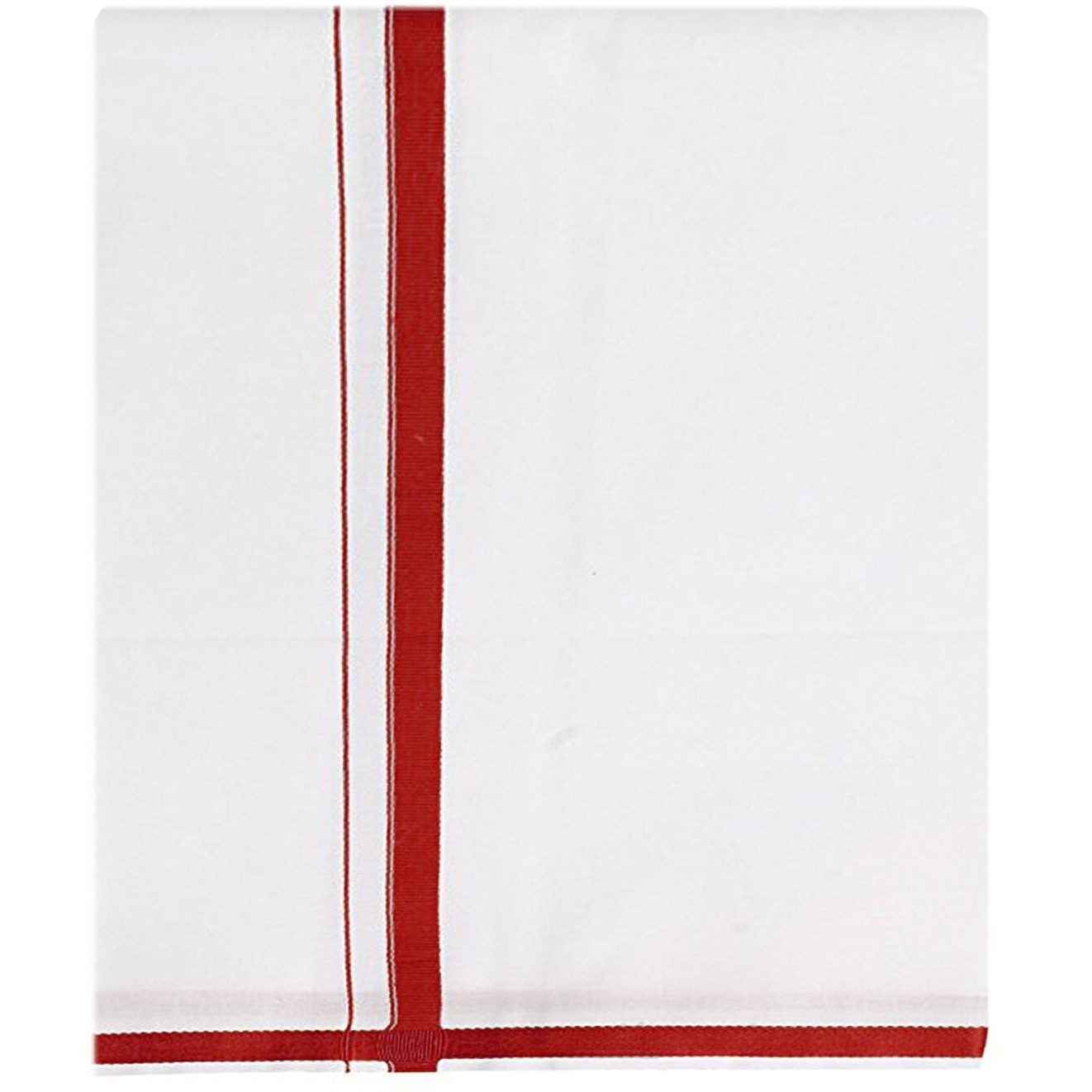 Prakasam Cotton Fantacy Men's White Dhoti With Maroon Barder (1.26 X 2.00 Meter)