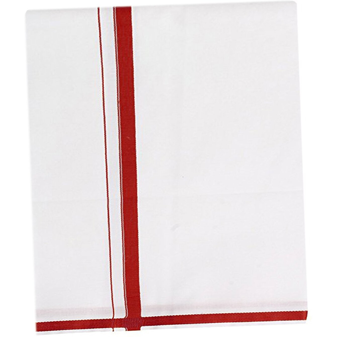 Prakasam Cotton Fantacy Men's White Dhoti With Maroon Barder (1.26 X 2.00 Meter)