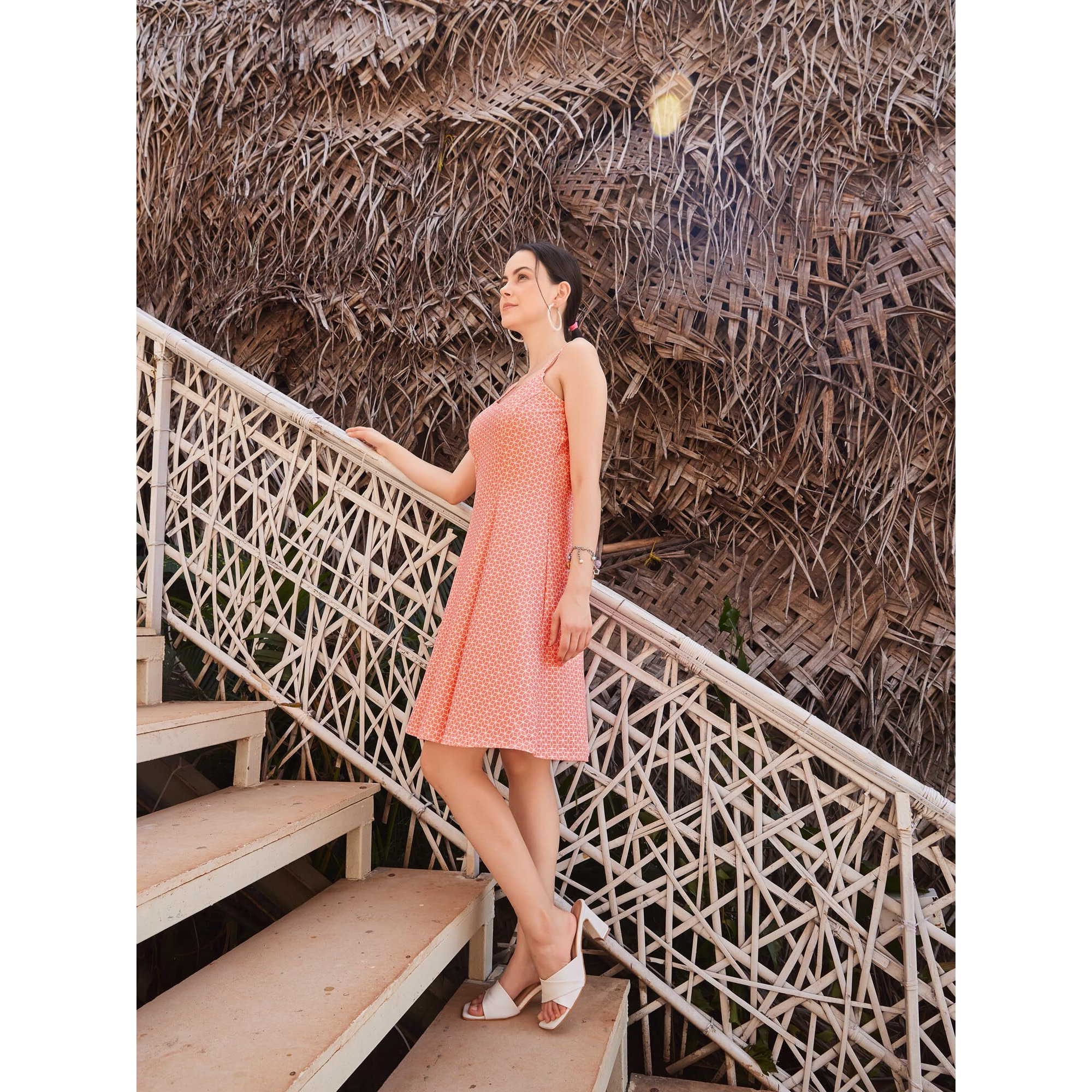Purvaja Womens Fit & Flare Knee Length Dress (Wini-013-Arabic_Pink_Small)