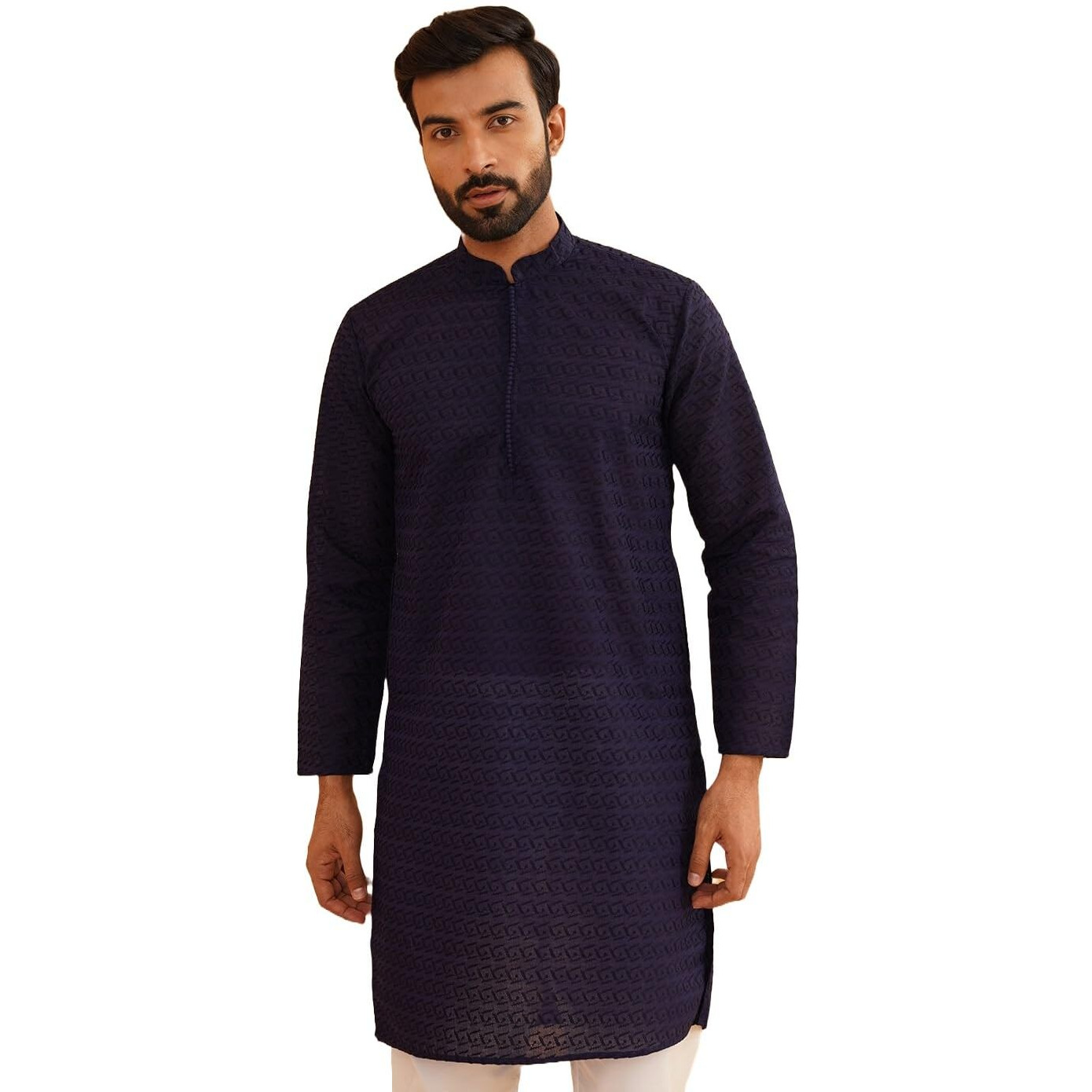 Sojanya (Since 1958 Festive Heritage Elegant Chikankari Navy Kurta For Men