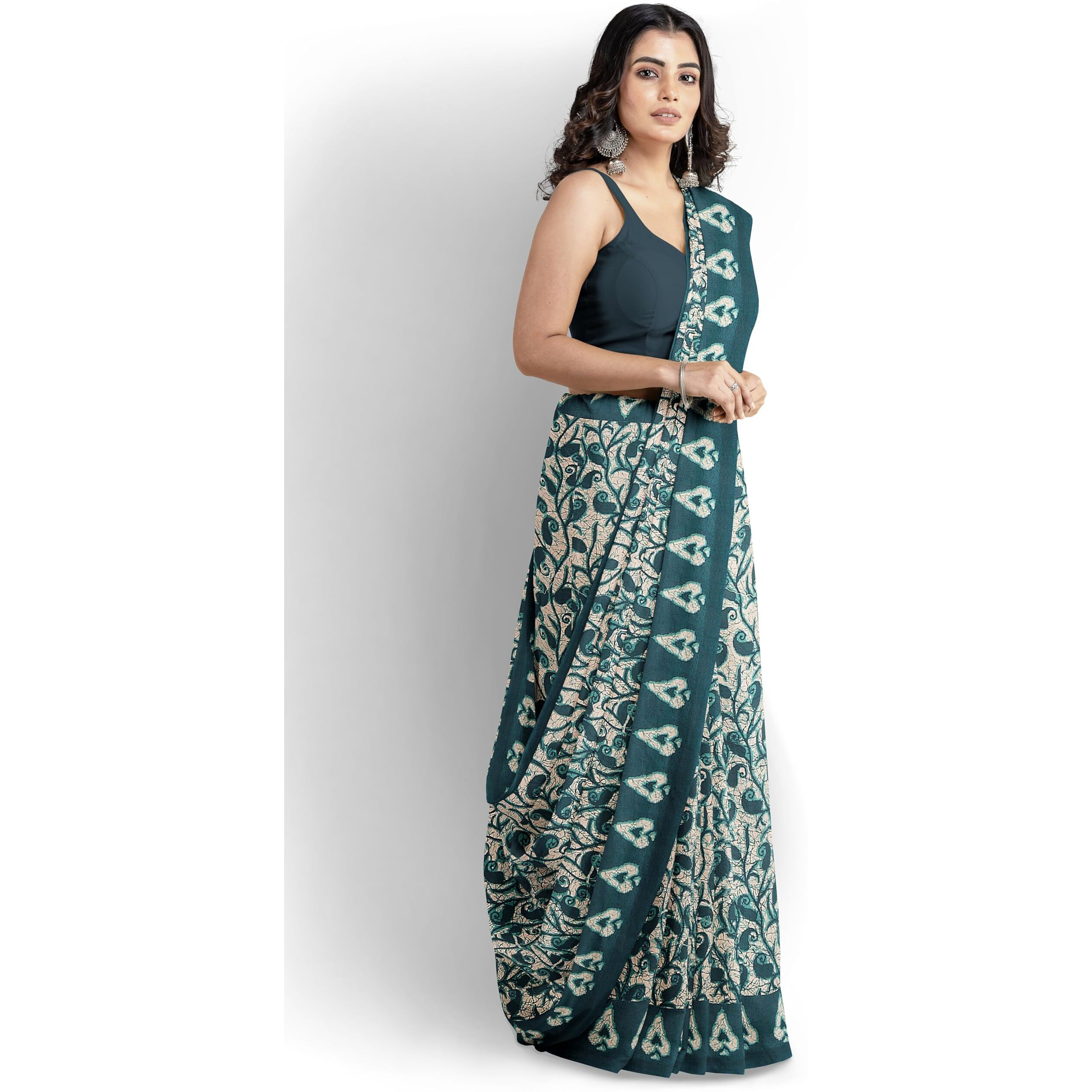 Tamaira Fashion Women's Plain Weave Pure Cotton Saree Without Blouse Piece(2429_Blue)