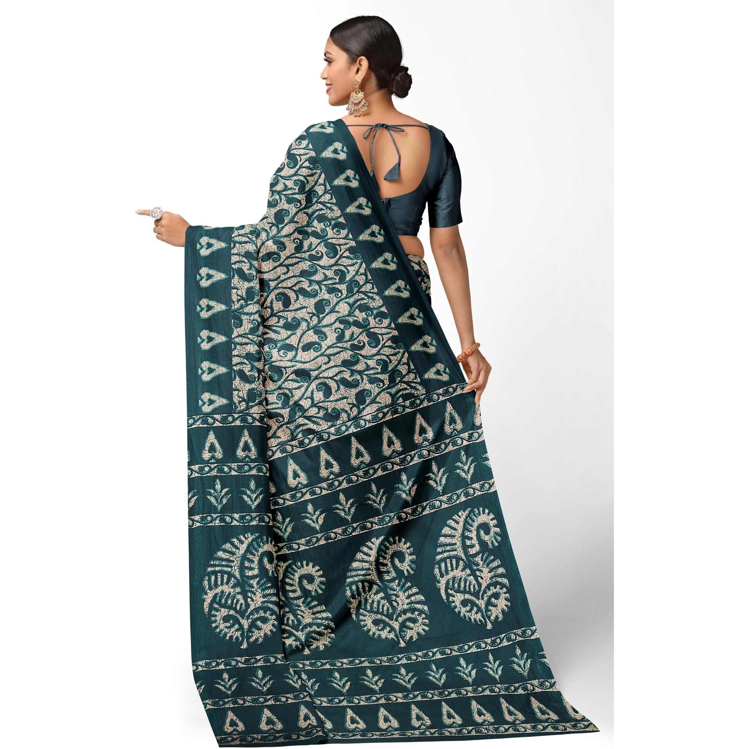 Tamaira Fashion Women's Plain Weave Pure Cotton Saree Without Blouse Piece(2429_Blue)