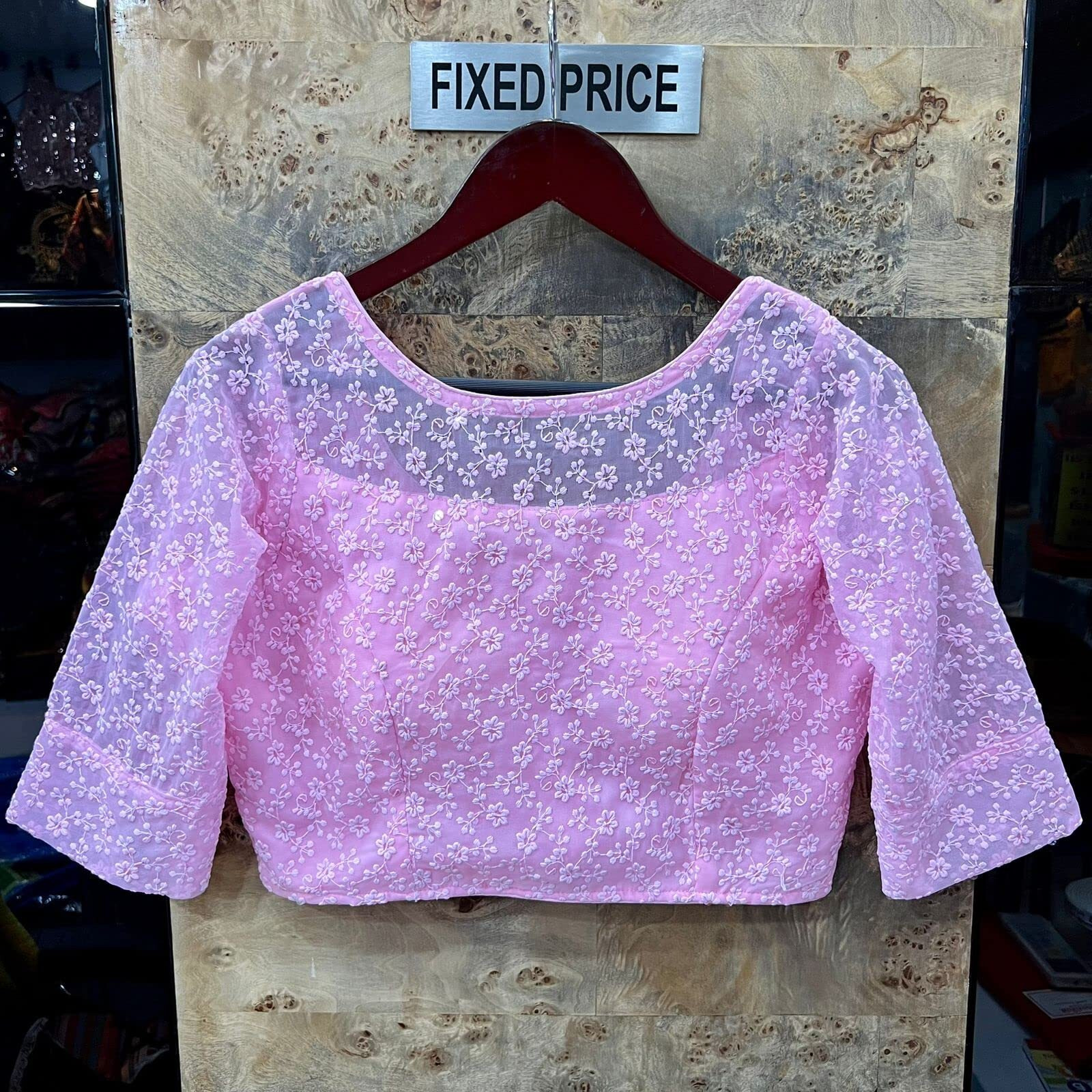 Vihu Fashion Womens Readymade Fancy Sifli Work Half Sleeve Saree Blouse.(Sifli Flower Baby Pink_38)