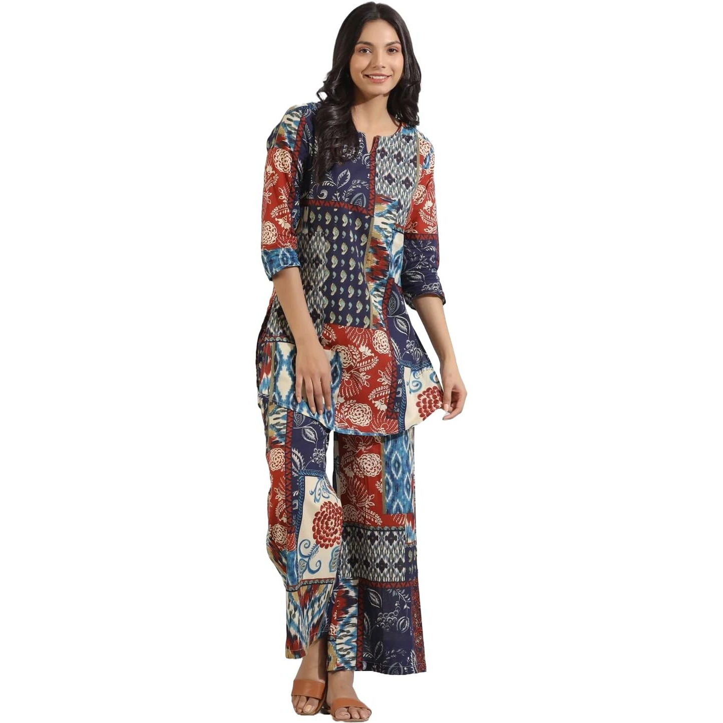 Nermosa Women Co-Ords Set For Women | Kurta Sets | Kurta Pant Set | Coordinate Set | Summer Suit | Printed Short Kurti With Pant Set | Kurta Set For Women | Kurta Pant Set For Women (Small) Blue