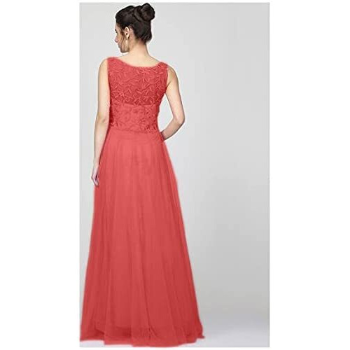 Patlani Women's Net Fit And Flare Knee-Length Dress (All Over-New_Red (Large)