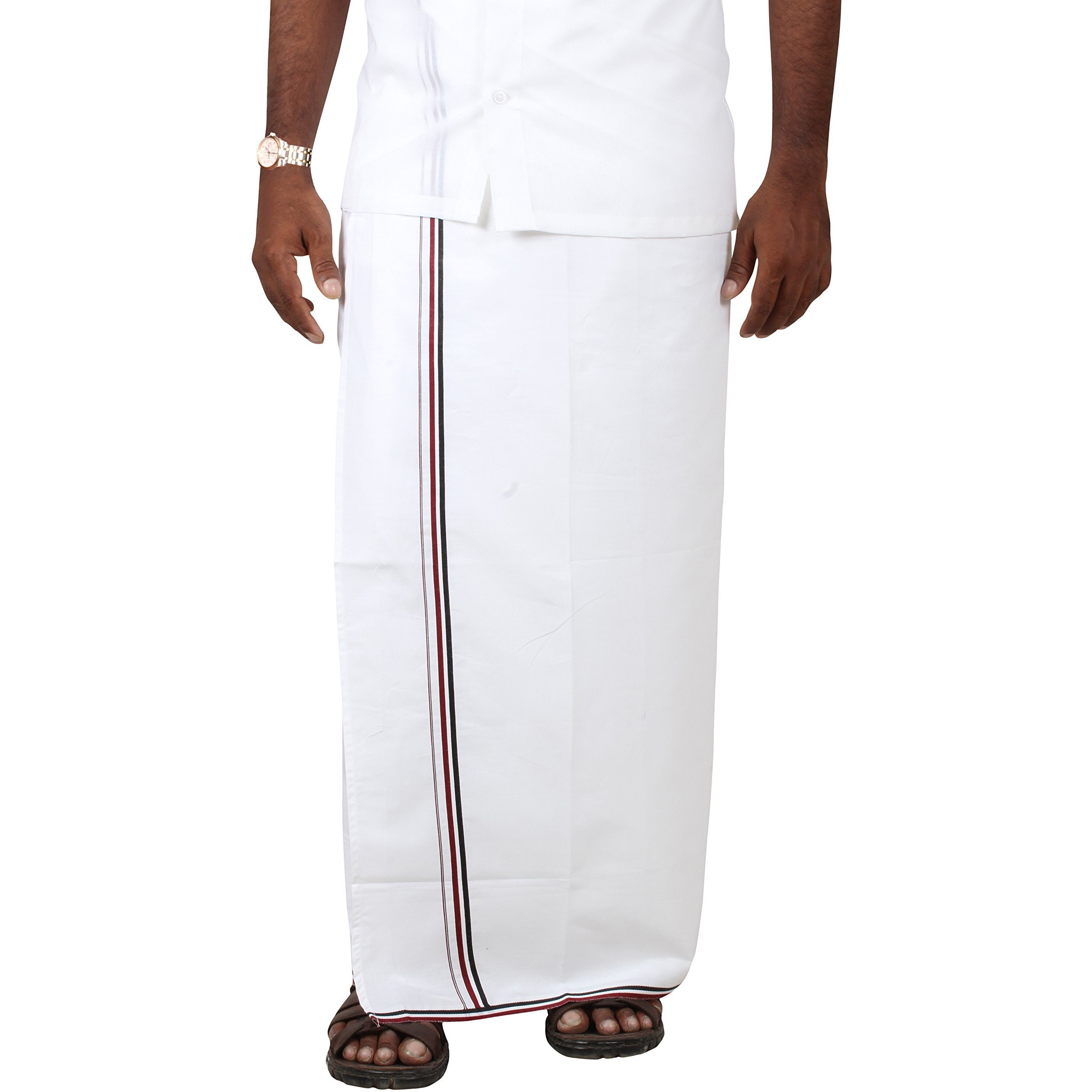 Prakasam Cotton -100% Cotton Admk Party Men's Welcro Pocket Dhoti (Size-38) Height 42 Inch