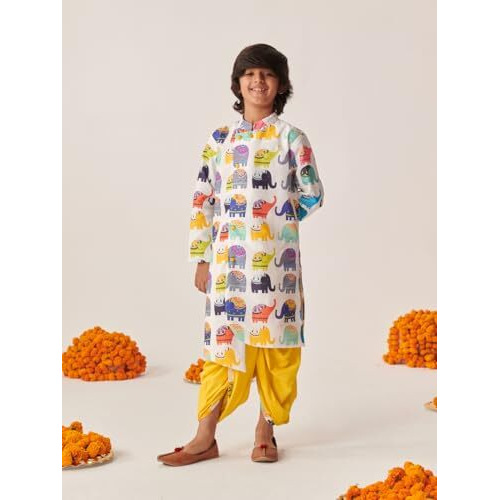 Pspeaches Boys Printed Regular Kurta With Dhoti Pants (5-6Years)