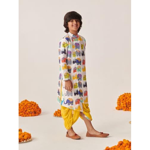 Pspeaches Boys Printed Regular Kurta With Dhoti Pants (5-6Years)