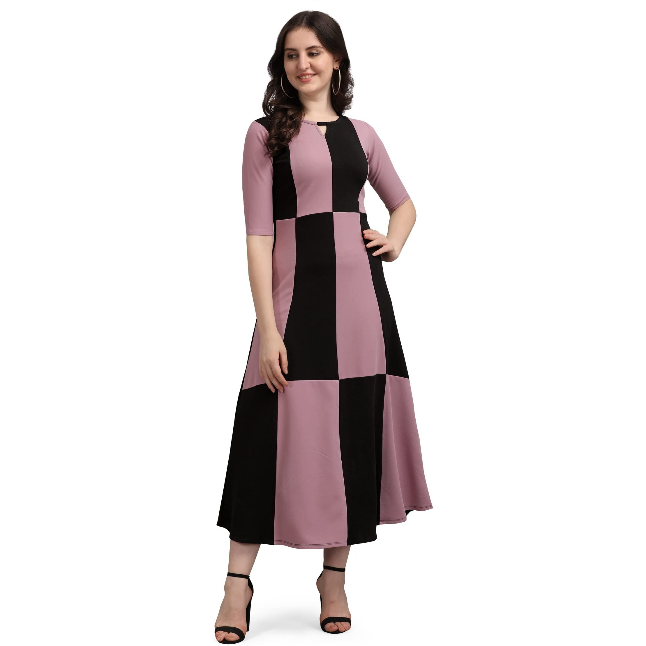 Purvaja Women's Corduroy Empire Waist Maxi Casual Dress (Lucy-386-Lv-Bl-S_Light Violet