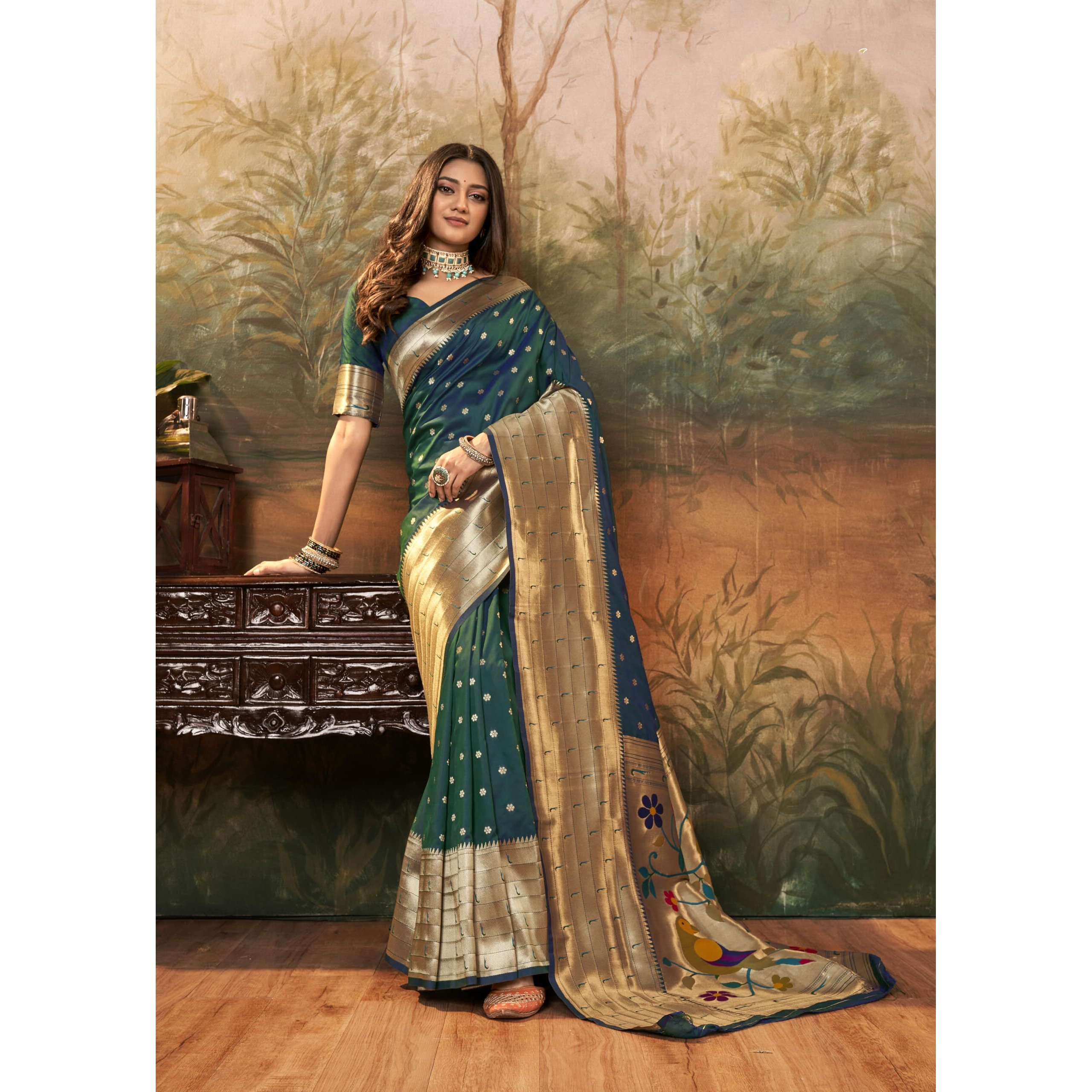 Pujia Mills Woman Pure Paithani Silk Banarasi Saree Indian Ethnic Wear Latest Kanjivaram Banarasi Saree In 2025 Woven Gold Zari Heavy Border With Rich Pallu And Butti Work Pink Saree For Woman