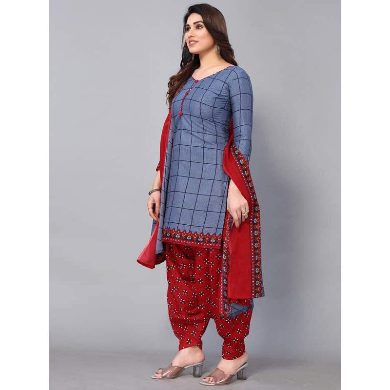 Satrani Women's Printed Poly Cotton Unstitched Dress Material(1175D1273N_Blueish Grey)